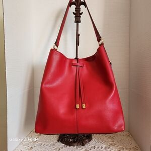 Ralph Lauren...Elegant Red Leather Tote Bag
